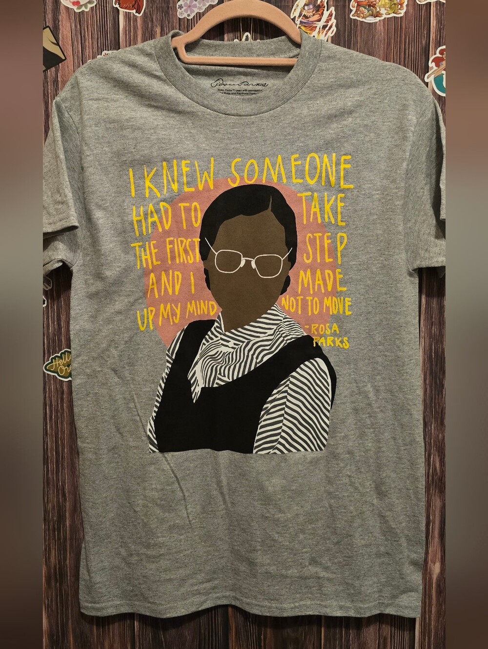 Rosa Parks Graphic Tee - Gray with Yellow Text